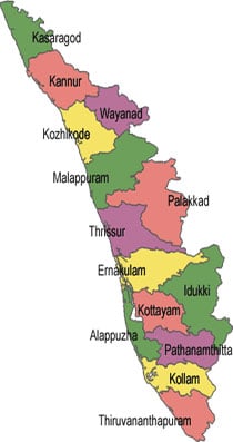 Map of Kerala State